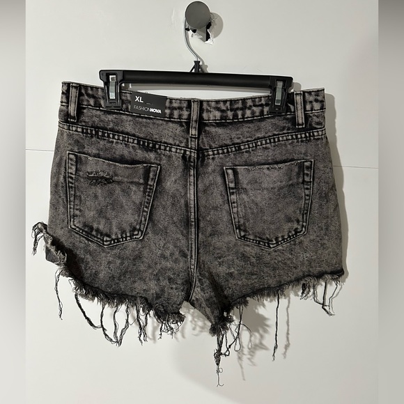 Fashion Nova Black Distressed Jean Shorts - Picture 2 of 4